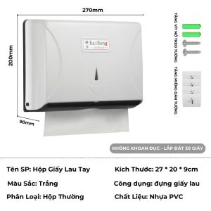 Hộp Đựng Giấy Lau Tay Treo Tường ( tặng ốc vít và miếng dán) chống Nước Gắn Tường