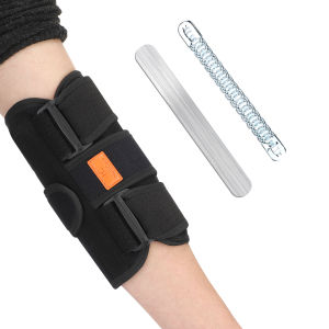 Elbow Support Strap Upper Arm Hand Elbow Brace Splint Adjustable Elbow Guard With 6 Metal Splints Fixed Joint Arthritis Fracture Stabilizer