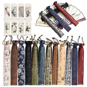 GONUUWGL ผ้าปักลาย กระเป๋าภาพวาดประดิษฐ์ตัวอักษร บรรจุของขวัญ แปรงแบบจีน เคสหุ้มป้องกันขลุ่ย กันฝุ่นกันฝุ่น ระดับไฮเอนด์สุด กระเป๋าพัดลมมือพับ รูปภาพสำหรับถ่ายภาพ