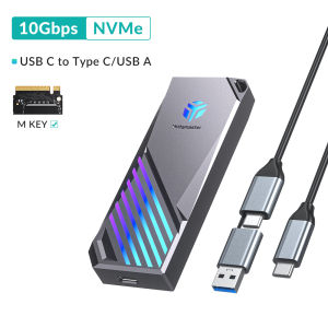 Yottamaster RGB M.2 Vỏ đựng ổ SSD NVMe để usb3.2 Gen2 10Gbps NVMe PCIe & 5Gbps ahci SATA/NGFF Hộp đựng ổ cứng ngoài Hộp chuyển đổi