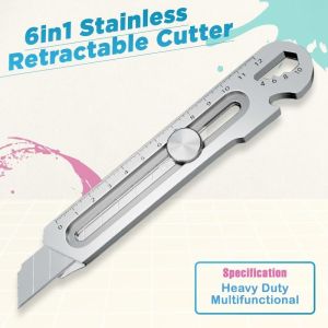 Multifunctional Stainless steel utility knife 18mm cutter blade cutter Measuring ruler screwdriver