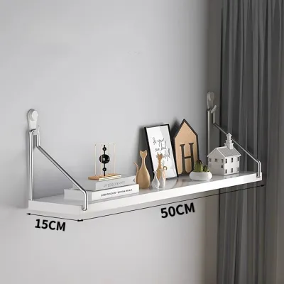 Wooden Shelf Wall Book Shelf Organizer Floating Hanging Shelf Home Display Rack With Metal Rack