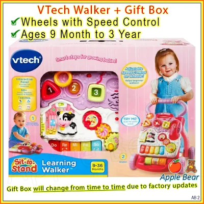 VTech Pink Red Purple Walker Learning Sit-to-Stand (Age 9 Month to 3 Year) Musical / AppleBear