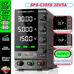 【24-hour delivery】KUAIQU Lab DC Power Supply 30V 10A 6A OCP OVP Adjustable Switching Bench Power Supply 60V 5A 120V 3A Preset Current 4 Digits Display High Precision Stable Output