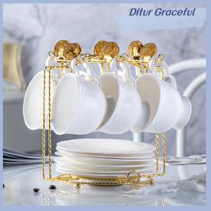 Ditur ชั้นวางถ้วยกาแฟและจานรอง6ชั้นวางแก้วแบบทันสมัยทนทานสำหรับวางแก้ว