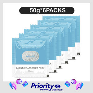 [6Packs] MoistRid Portable Moisture Absorber Pack Dehumidifier Bag Strong Absorption Capacity for Shoes Closet Cabinet Drawer Suitcase Storage Box 50g Per Pack