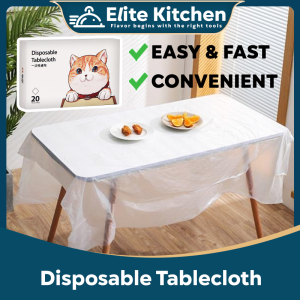 Elite Kitchen - 20PCS Disposable Waterproof Table Cloth Plastic Table Cover Oil Proof Dustproof Alas Meja Room Plaid PVC