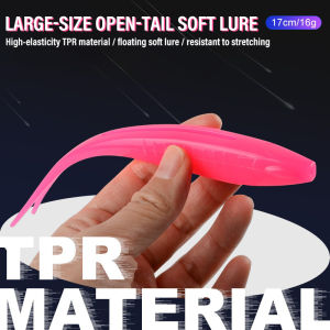 ZEEMIN 3PCS 170mm 16g Big Size Soft Lure Sea Boat Fishing Forked Tail Soft Baits TPR Floating High Elasticity Topwater Crankbaits Pesca