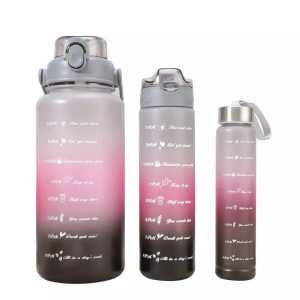 Botol Minum Viral Motivational 2 Liter / 1 Liter Gradasi Warna | Penanda Waktu Olahraga dan Gym