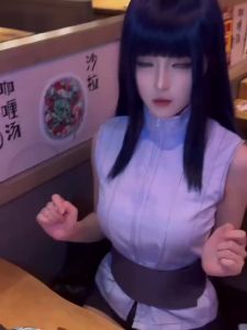 Naruto Hyuga Hinata cosplay Tóc giả toàn bộ màu xanh đen tím dài thẳng kiểu anime 1 Tóc giả thực tế