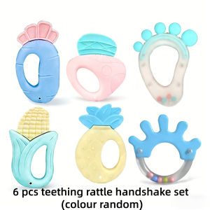 Baby Teether Rattles Toys 0-12 Months Newborn BPA Free Soft Silicon Chew Teether Toys Rattles Toy