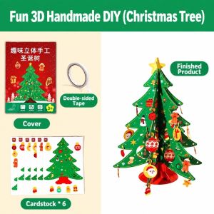 XIJIBAN 3D Bộ dụng cụ làm đồ thủ công hình cây thông Noel. Tự làm Giấy Bộ dụng cụ làm cây thông Noel Sáng tạo Đồ chơi giáo dục. Bộ dụng cụ làm cây thủ công Dành cho trẻ em.