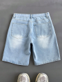 Jorts Wide Leg Denim Shorts For Men High Waist Vintage Y2k Bermuda With Cross Print Casual. 