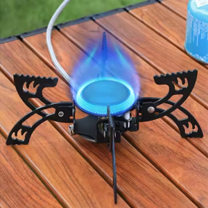 Portable Gas Stove Propane Butane Burner Outdoor Camping Stoves 21000W Firepower Cooking Burner Windproof Gas Stoves for Outdoor Hiking Picnic BBQ Cookware