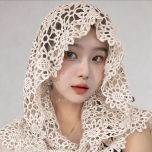 OQEWPI ดอกไม้ ผ้าคลุมไหล่โครเชต์แบบเจาะรู บาง ขาว ผ้าพันคอลูกไม้ แมตช์ได้ทุกชุด แบบเกาหลี บลูซไหล่ปกปลอม ผู้หญิง