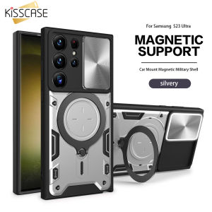 【Magnetic Rotate Bracket】KISSCASE For Samsung S23Ultra Multi-Function Lens Sliding Window Case Magsafe Ring Bracket Anti-Fall Protective Cover Holder Camera Slide Shockproof Cover For Galaxy S23Ultra S23Plus S23+ S23 S22 S21