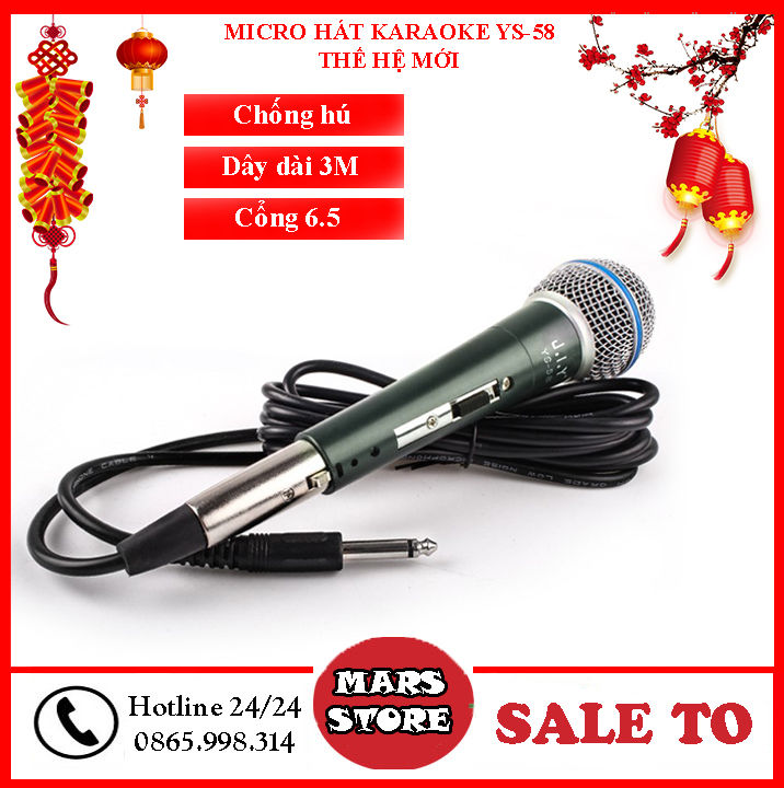 Micro Hát Loa Kéo, Mic Chống Hú, Chống Rè, Mic Hát Karaoke YS-58 Hàng Nhập Khẩu Bắt Âm Tốt Giọng Hay, Chống Va Đập Cao - Hát Hay Như Ca Sĩ, Bảo Hành 1 Đổi 1 Toàn Quốc