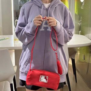 TSEVD Large Capacity Kitty Messenger Pouch Japanese Style Sweet Cartoon Nylon Bag  Polyester Melody Shoulder Bag Summer