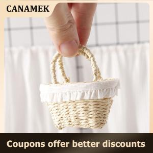 【 CANAMEK 】 1 12 Dollhouse Simulation Mini Woven Basket Model Dollhouse Furniture Decoration Doll House Micro Scene Pretend Play Toys