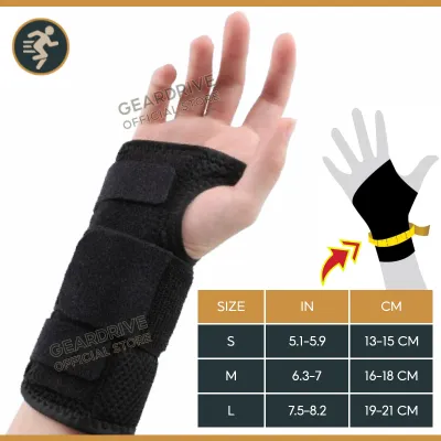 GEARDRIVE Carpal Tunnel Wrist Brace Support with Metal Splint Stabilizer - Helps Relieve Tendinitis Arthritis Carpal Tunnel Pain - Reduces Recovery Time for Men Women