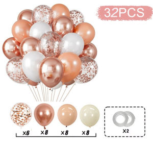 32pcs Retro Metallic Confetti Balloon Set for Wedding Anniversary Birthday Party Decoration Supplies Balloon set Baby Shower Wedding Party Decorations