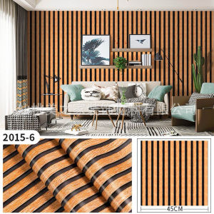 TERBARU Wallpaper Sticker Dinding Ruang Tamu & Kamar Motif Kayu Salur Elegan Coklat Hitam Panjang 8 Meter x Lebar 45cm