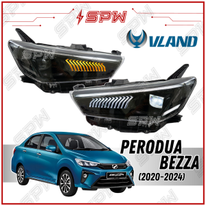 Perodua Bezza 2020-2024 VLAND V2 Headlamp Headlight Head Lamp Head Light DRL Daylight Dynamic LED Running Signal Light 2021 2022 2023 2024 2025