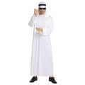 Người Đàn ông áo choàng hồi giáo thobe saudi Arab Tay áo dài Robe với khăn phù hợp với hóa trang Halloween Trung Đông Arab hoàng tử Trang Phục Cosplay cho nam giới trưởng thành. 