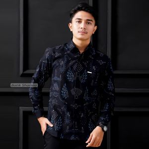 Sharma Kemeja Batik Pria Lengan Panjang Rakabuming Formal SlimFit Casual Baju Batik Kantor Cowok New