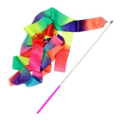 MUQZI Gradient Colors Gymnastics Ribbons Rhythmic Twirling Rod Dance Ribbon Physical Activities Lightweight Ballet Streamer Art Dances