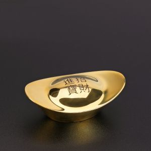 Tượng Nhỏ Phong Thủy Bằng Đồng Kiểu Dáng Thỏi Vàng May Mắn  (Kích Thước: nhiều size)