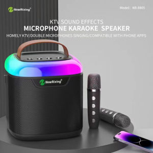 NEWRIXING NR-8805 WIRELESS BLUETOOTH V5.0 DUAL MICROPHONE KARAOKE FAMILY KTV PORTABLE 3D STEREO SPEAKER
