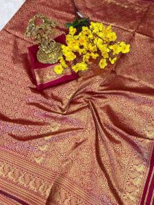 [PRE-ORDER] Organic Banarasi LICHI SILK SARI ~ Delivery Lead Time : 10 days