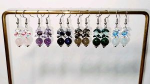 [D.T.C Crystals] Handmade Earrings made with Natural Stones & Swarovski Rivoli Crystal 