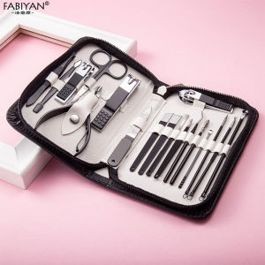 9/18Pcs Nail Clipper Manicure Set With Box Stainless Steel Nail File Tweezers Clippers Professional Scissor Manicure Cutter Kits