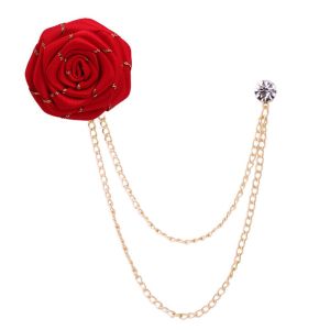 LABAICAI Handmade Fashion Tassel Flowers Fabric Rose Ribbon Flower Lapel Pin Pin Suit Brooches Brooch