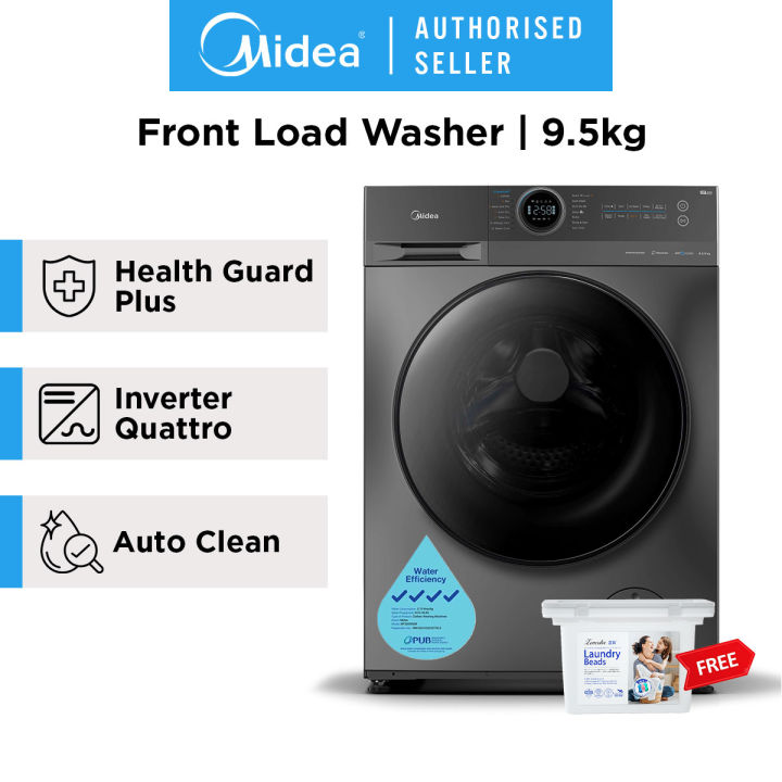 Midea MF200W95B 9.5 KG Front Load Washer, Turbo Wash Washing Machine ...