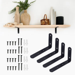 4Pcs/set Wall Mounted Shelf Bracket L Shaped Angle Bracket Heavy Duty Cast Iron Durable Furniture Hardware Rack