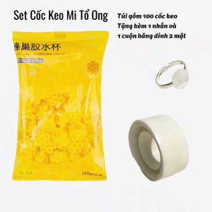 Cốc đựng keo nối mi tổ ong - Kéo dài thời gian khô keo tiện lợi tiết kiệm - Tặng kèm nhẫn và băng dính cốc keo