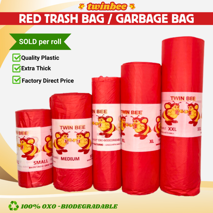 1 ROLL Red Garbage Bag Trash Bag SOLD PER ROLL / Small Medium Large ...