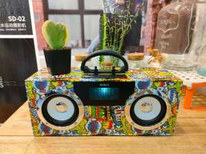 ลำโพงบลูทูธ Bluetooth รุ่น XQf-xc013 แสงสีเสียง ลำโพงไม้งานขายดี