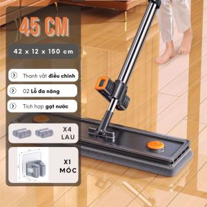 Cây lau nhà thông minh 40cm xoay 360 độ tự vắt siêu bền chổi lau nhà công nghiệp tự vắt đa năng chịu lực