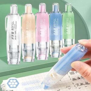 JIYAN2866 360 Degree Rotation Tip Double Sided Adhesive DIY Scrapbooking Replaceable Core Glue Pen Transparent Pen Shape Roller Glue Tape Student Stationery