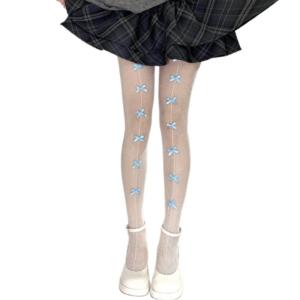 Womens JK cô gái ngọt ngào nhỏ Bowknot pantyhose vớ thẩm mỹ cổ điển rỗng xuyên thấu Quần tất lưới xà cạp
