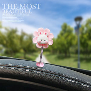 5PCS Cute Animal Shaking Head Spring Toys Car Panel Dashboard Decoration PVC Car Ornament Doll Auto Interior Accessories Gift
