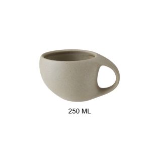 YERZ with Wood Saucer Rough Pottery Modern Art Coffee Cup Rounded Handle Japanese Style Big Belly Latte Cup Durable Matte Drink Mug Afternoon Tea