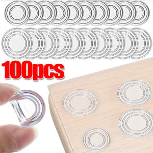 24 Mm Karet Ganjal Kaca 100pcs Karet Bulat Bening Tataan Meja Pengganjal Kaca Meja Anti Slip