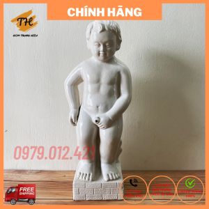 Tượng cu tè gốm Bát Tràng cao 53cm trang trí tiểu cảnh sân vườn hàng loại 1