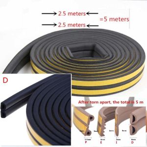 Door Seal List Peredam Kedap Suara-Karet Pintu Kayu Aluminium Penghalang Debu Kecoak Cicak Tikus Seal Penutup Celah Bawah Pintu Peredam Suara Per Roll Panjang 5M