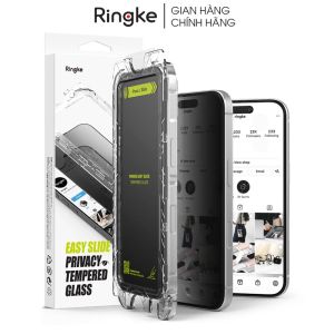 [Combo 2] Dán cường lực chống nhìn trộm iPhone 16 Pro Max/16 Pro/16 Plus/15 Plus/16/15 RINGKE Easy Slide Privacy Tempered Glass